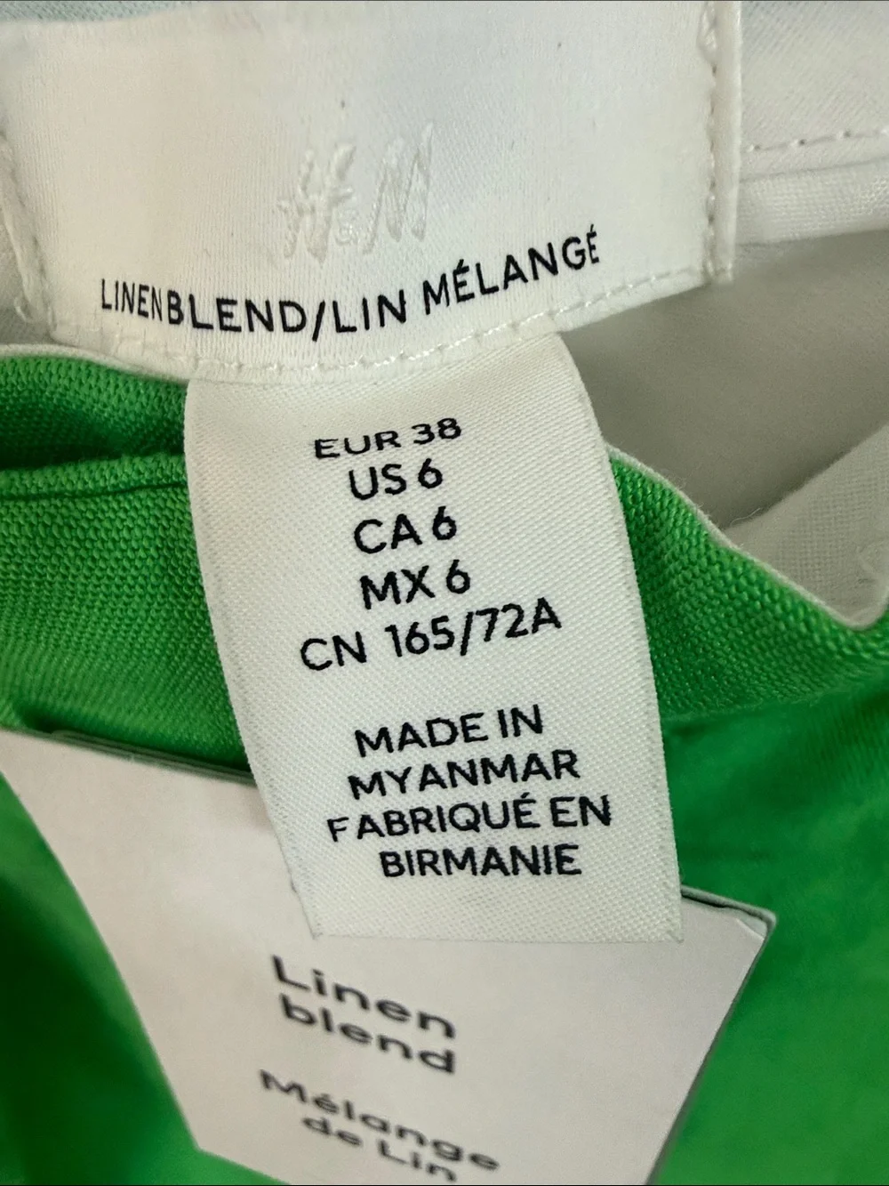 H&M NWT Green Linen-Blend Wide Leg Pants 6